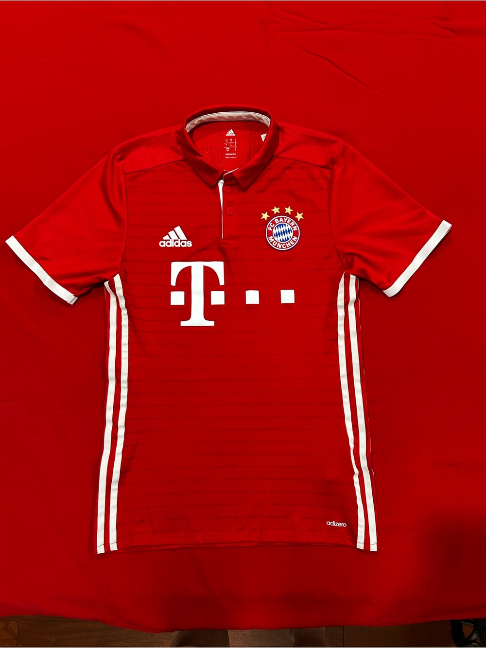 adidas Red FC Bayern Munich Home Soccer Jersey with White Accents